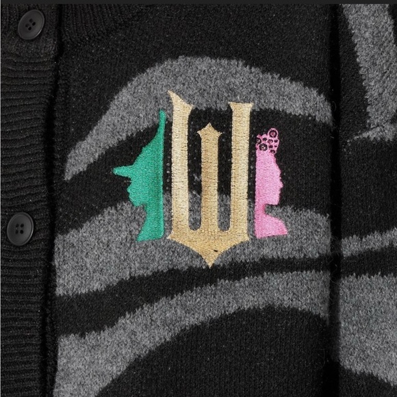 WICKED WOMEN’S STRIPED GRAPHIC CARDIGAN SIZES XS, S, XL (NEW WITH TAGS) - Picture 5 of 6